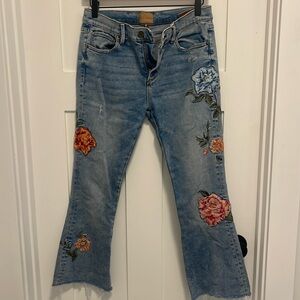 Floral Flared Cropped Jeans